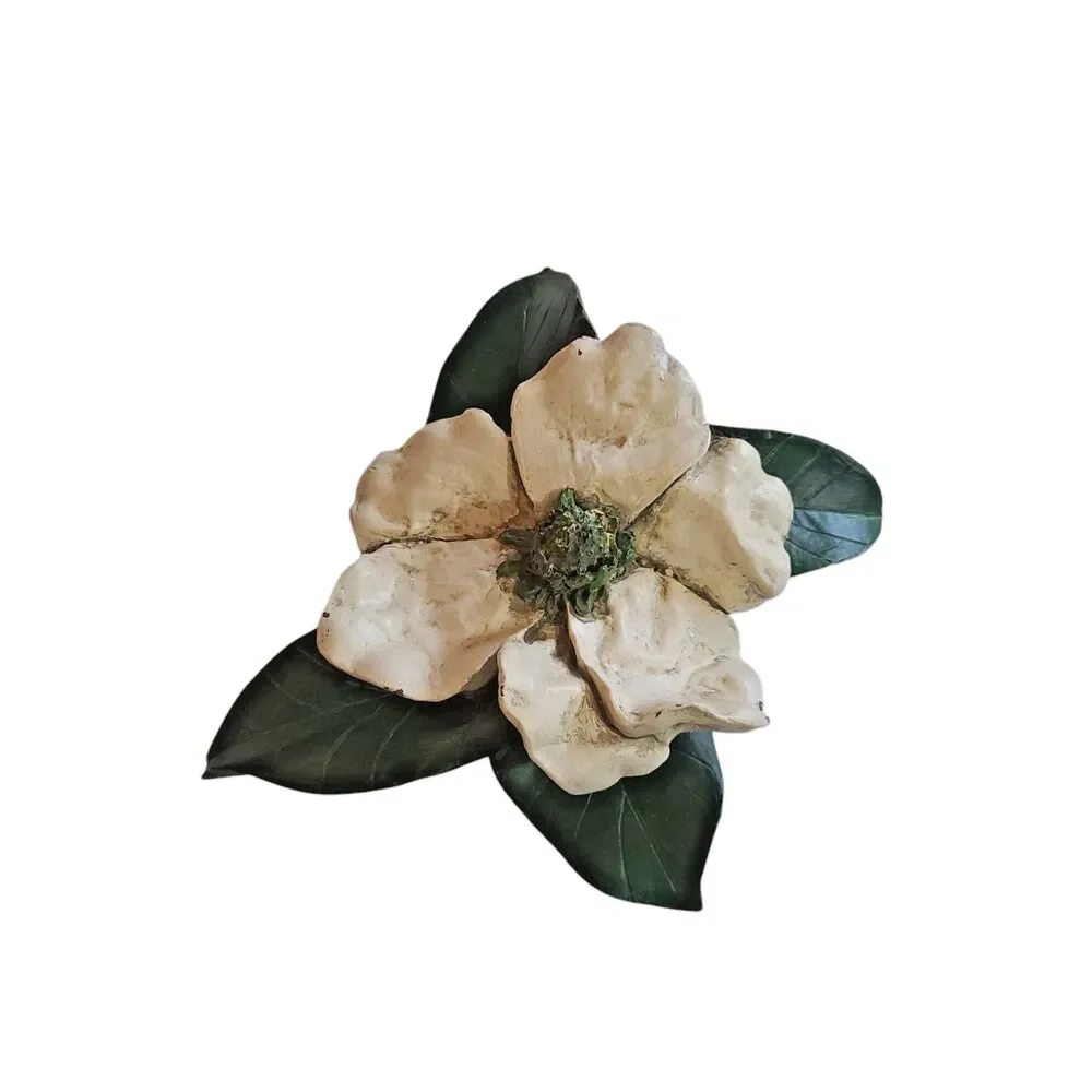 Vintage Ceramic Magnolia Flower Centerpiece Hand Painted 1970's